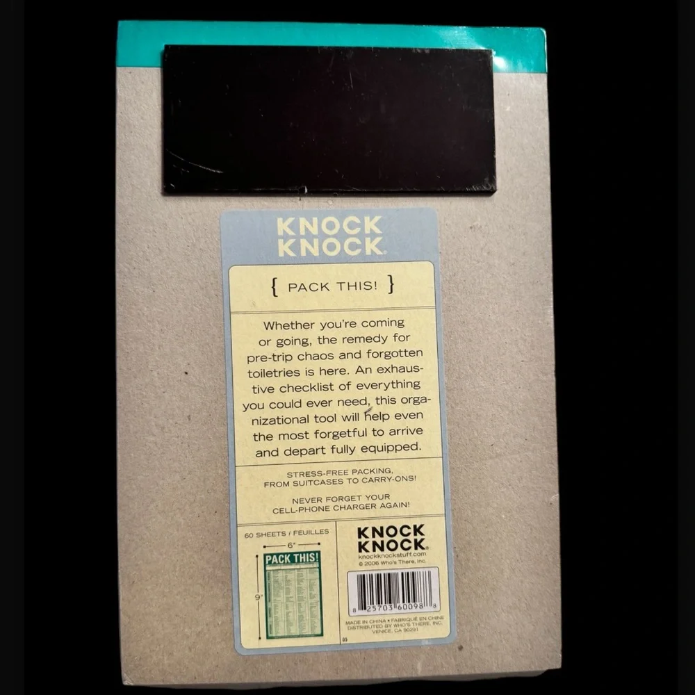 Pack This! Knock Knock Pad